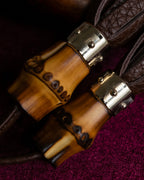 "GUCCI" Bamboo motif leather fringe charm