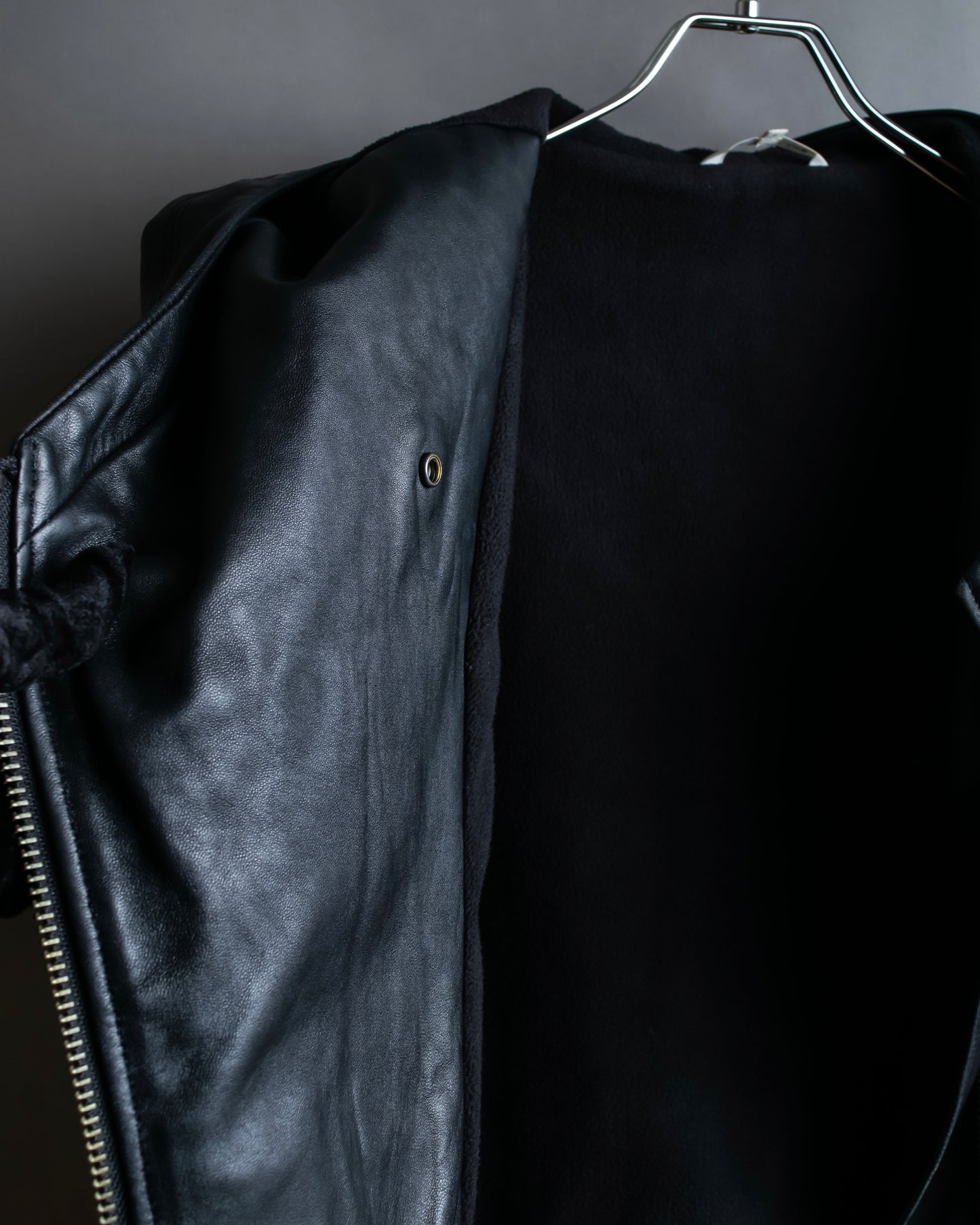 "HELMUT LANG"Boa switching shape leather zip-up jacket