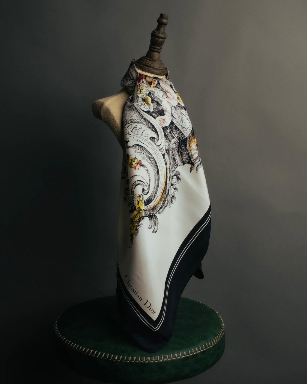 "Christian Dior" Vintage baroque print square scarf