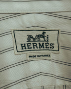 -SPECIAL- “HERMES” 80’s tonal jacquard pinstripe French cuff shirt