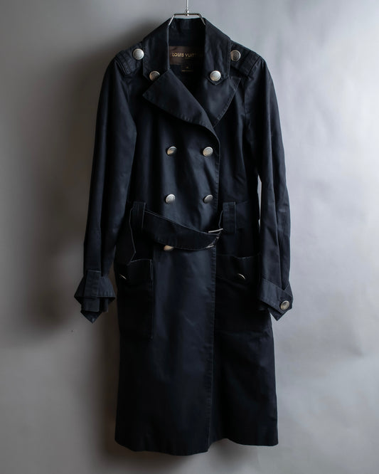 "LOUIS VUITTON" Metal button detailing belted trench coat