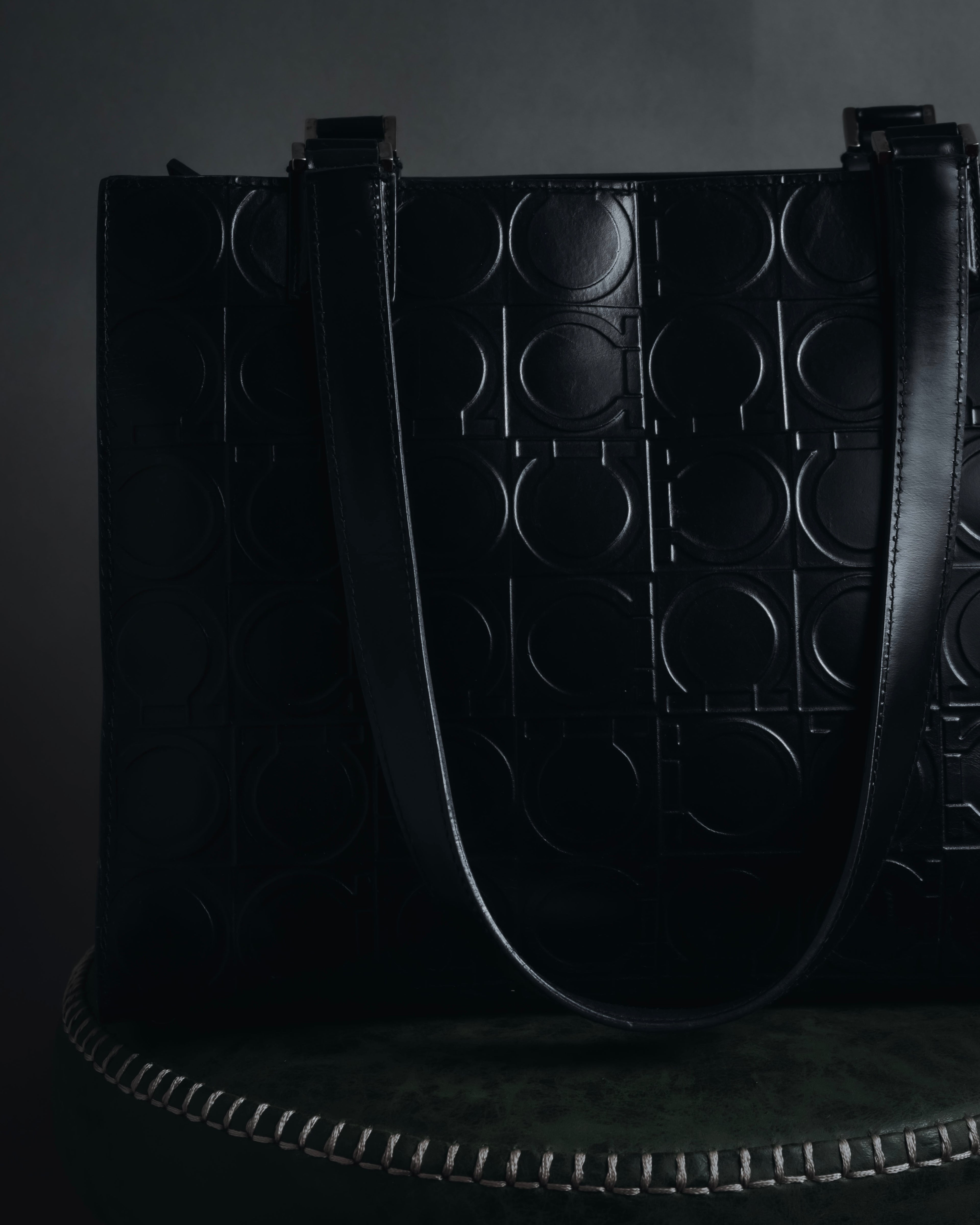 "Salvatore Ferragamo" Late 90’s Gancini embossed leather tote bag