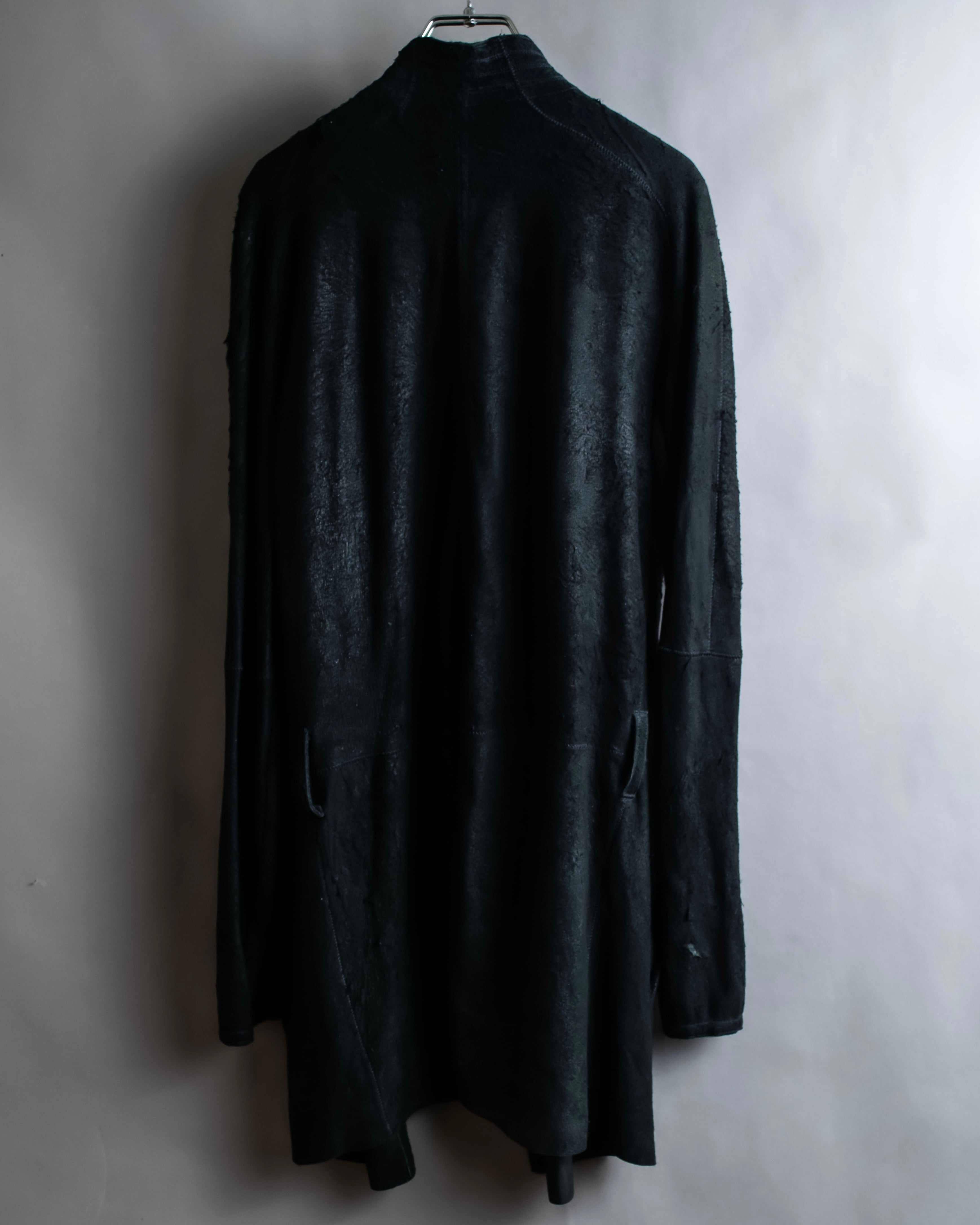 "ISAAC SELLAM" Cut-off design belted leather jacket