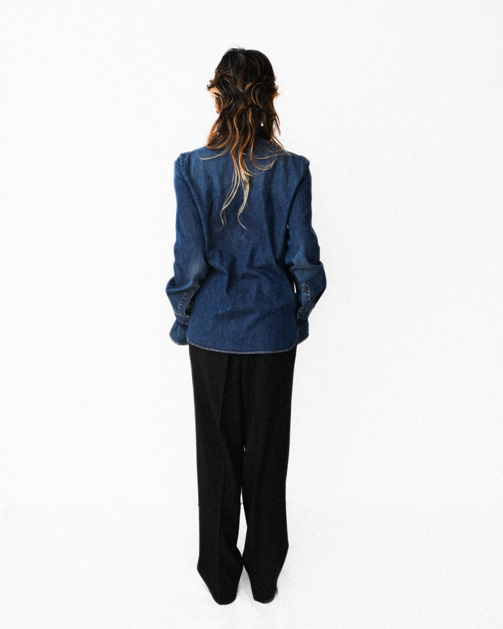 GIORGIO ARMANI/ Virgin Wool Straight Trousers Black