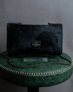 "VALENTINO" Gunmetal design black pony leather shoulder bag
