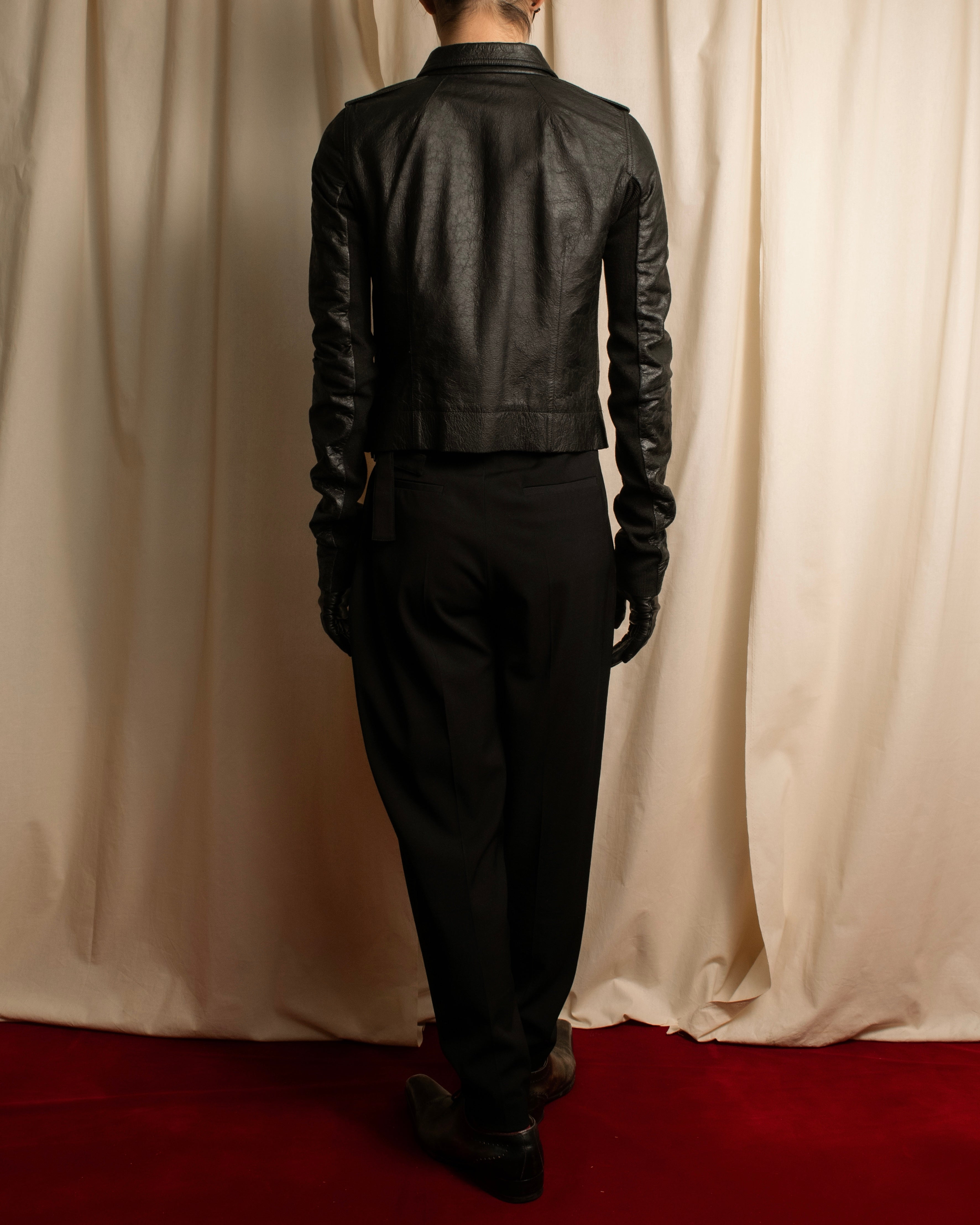 -SPECIAL- "Rick Owens" 15AW Beautiful wrinkles front zip leather jacket