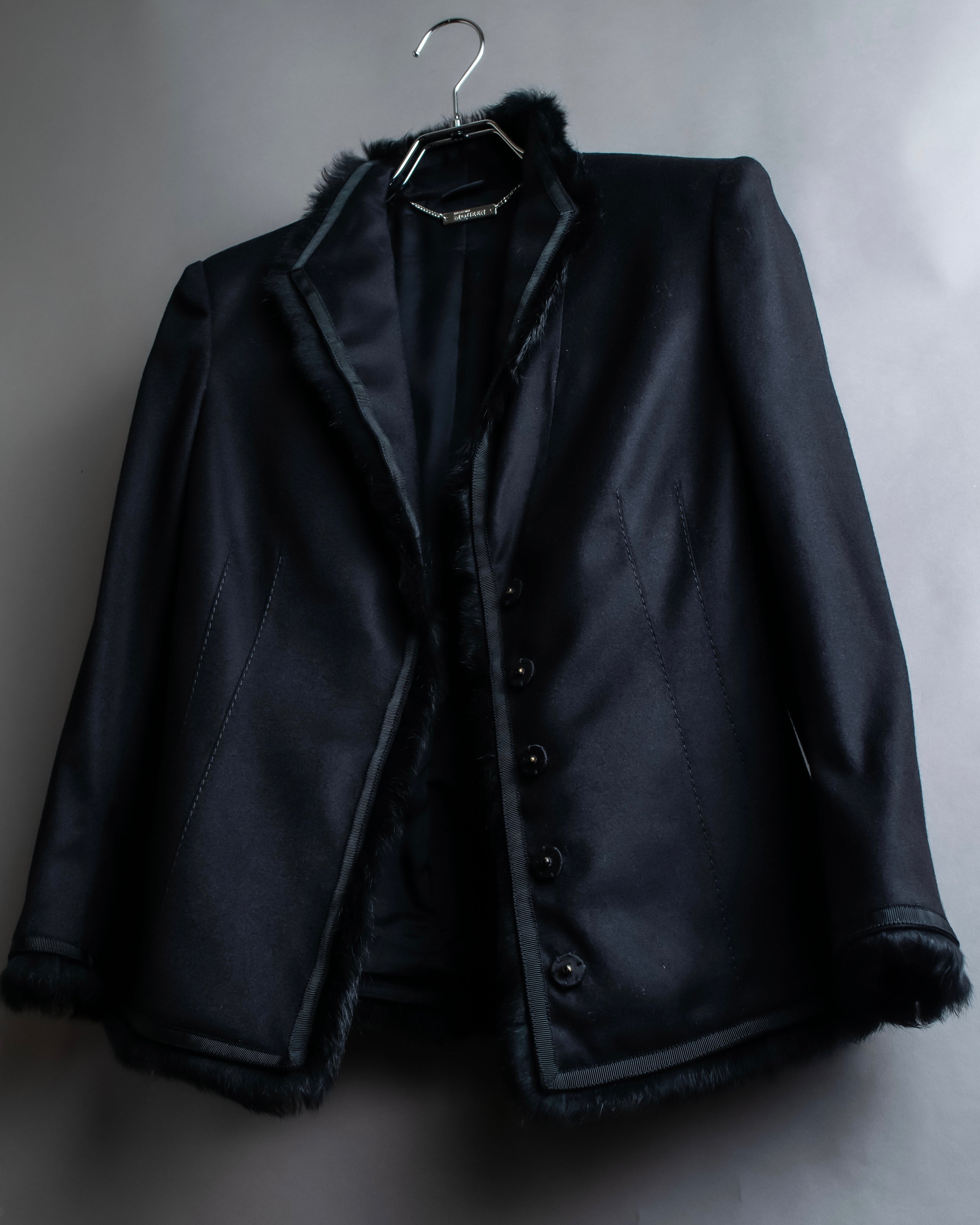 "Alexandar McQueen" Fur trimmed design shaped tailored jacket