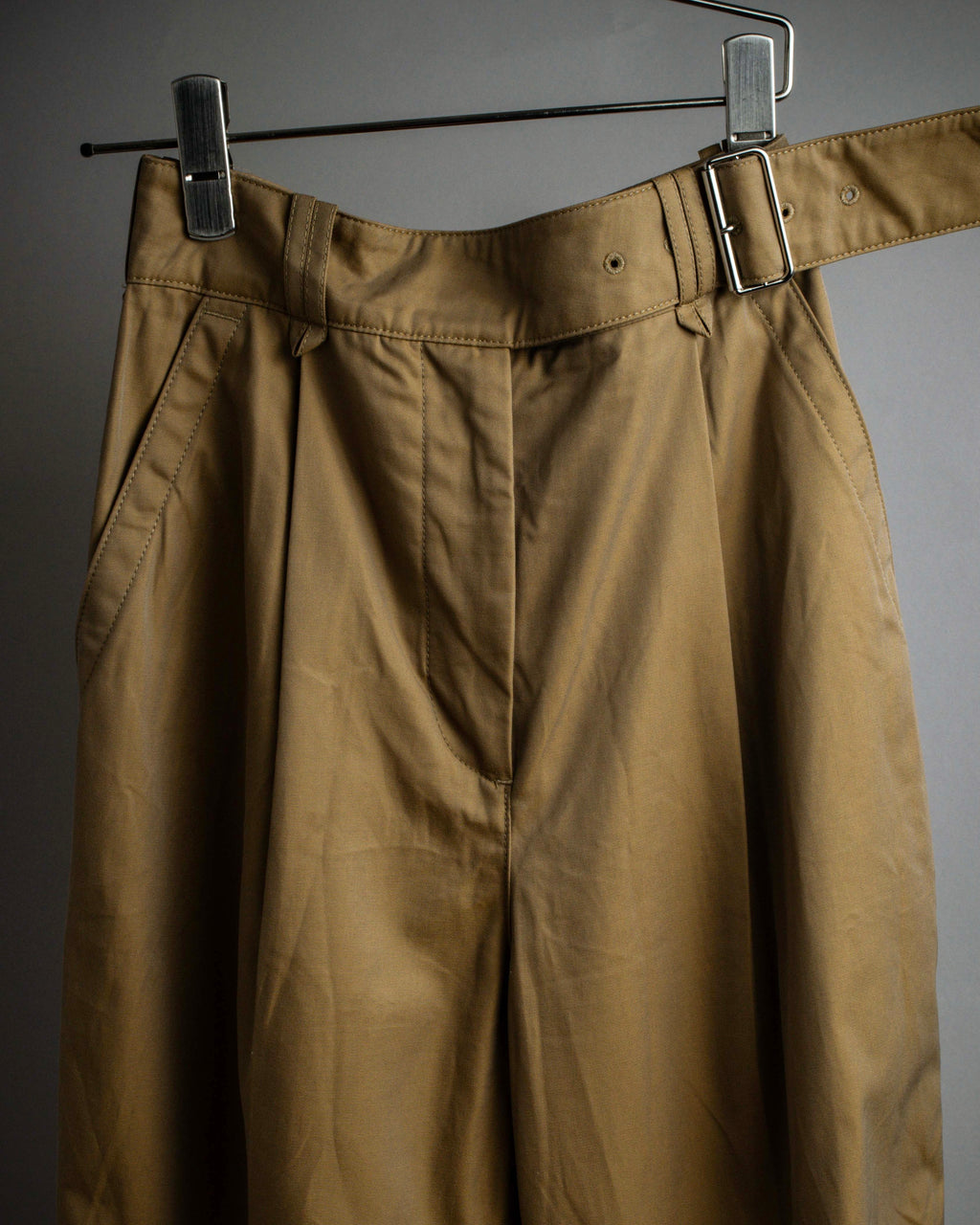 "Acne Studios" Belted design cotton twill high-waisted pants