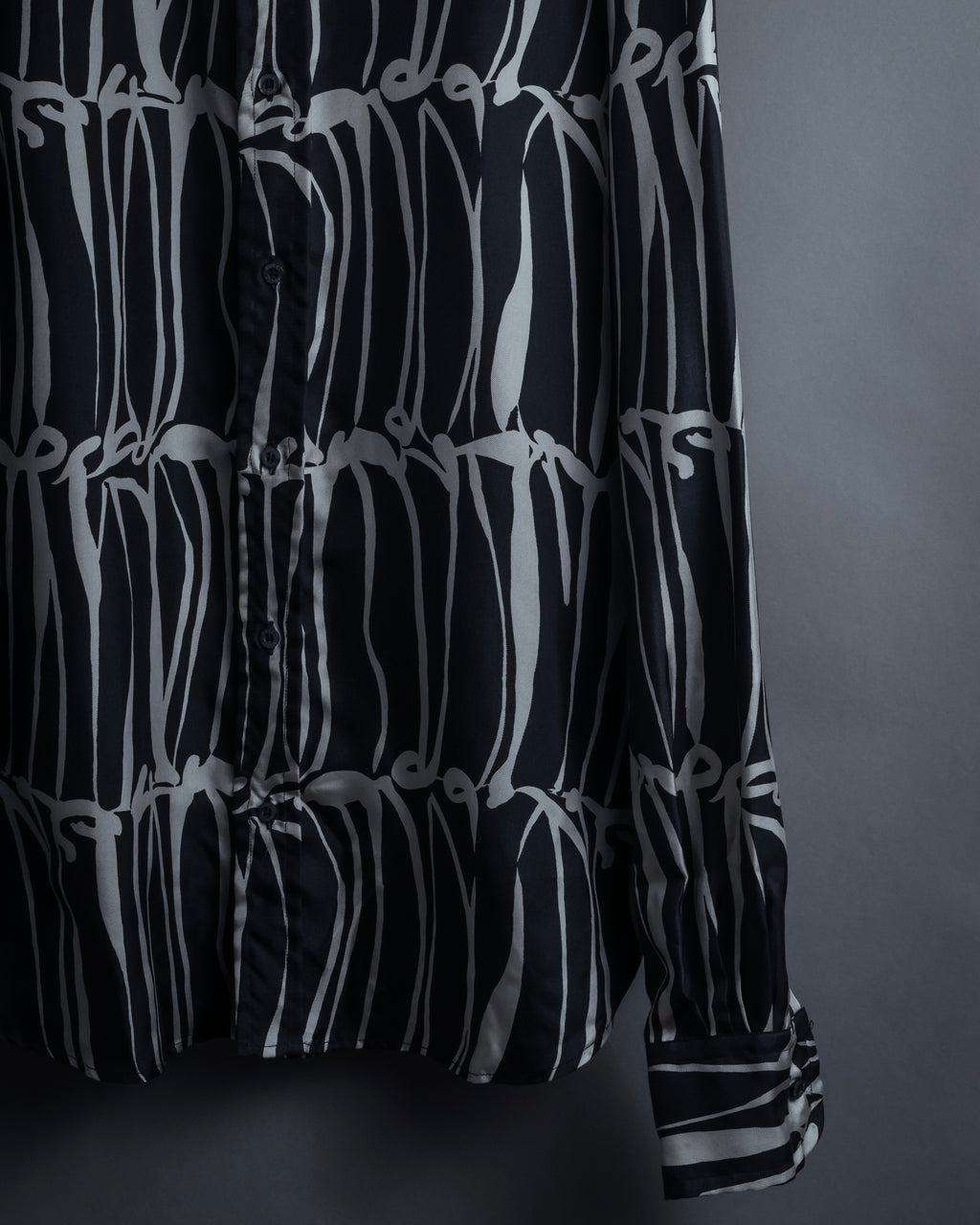 "GUCCI" Handwritten calligraphy pattern silk shirt