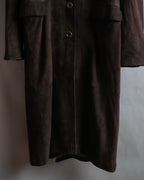 "LOEWE" 80's flowing line suede leather chester coat