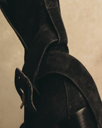 -SPECIAL- "Hermès" 90's-00's Margiela era fold-over black suede belt boots