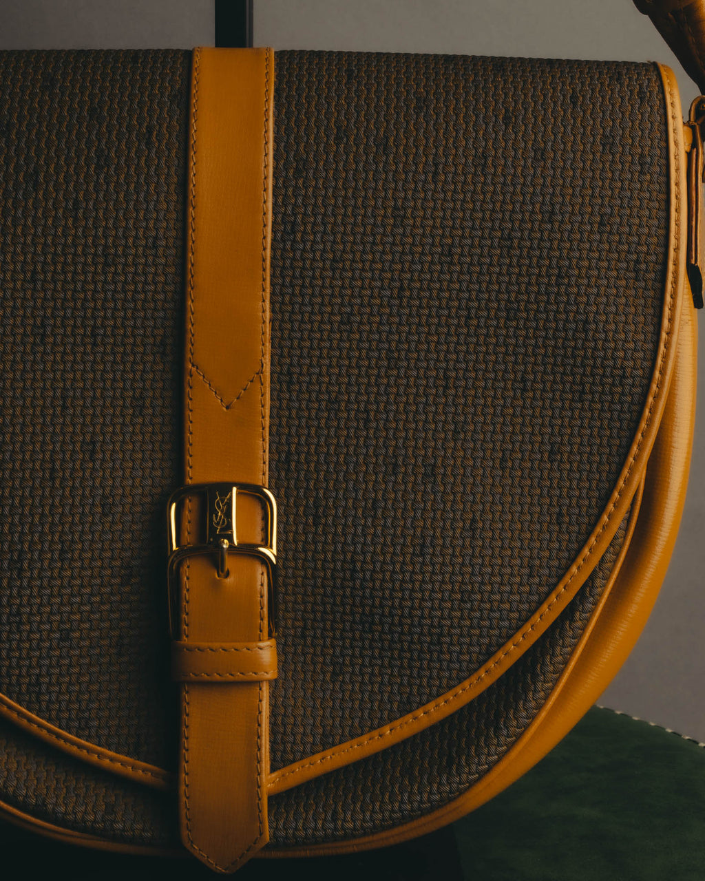 "Yves Saint Laurent" 70's-90's Woven leather shoulder bag