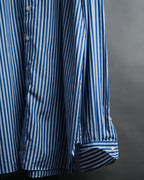 -MOOD MILLÉSIMES- 90’s-00’s vivid blue stripe wide-spread collar shirt