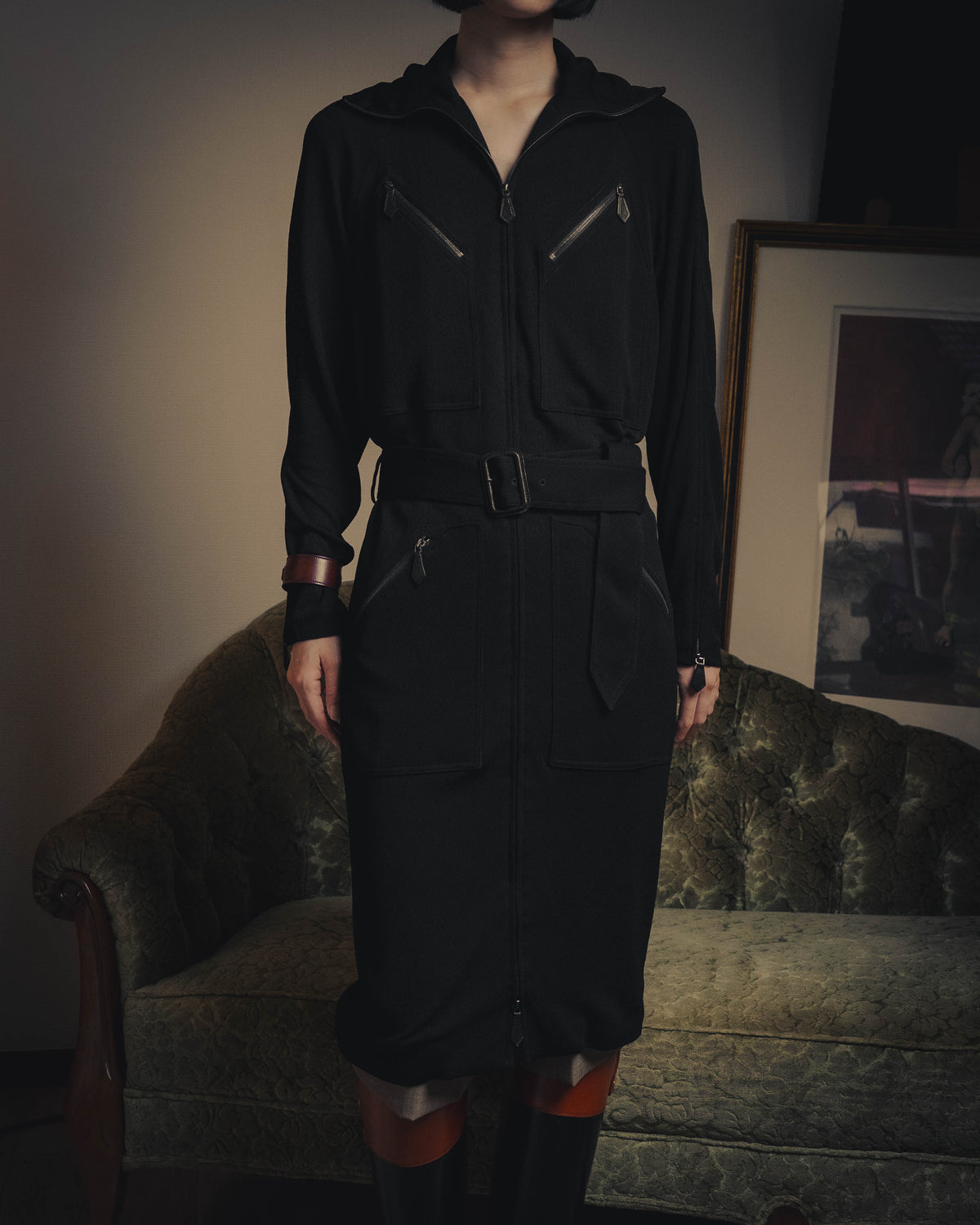 -SPECIAL- “HERMÈS” 00’s Jean Paul Gaultier era belted four-zip long cardigan