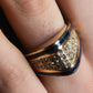 "Christian Dior" Diamond embedded blue line design ring