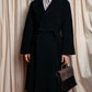 "Vintage large lapel design belted long gown coat"