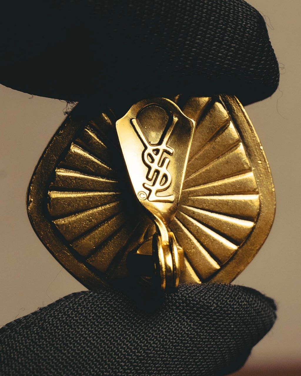 "Yves Saint Laurent" 80's-90's Sculptural black cabochon clip-on earrings