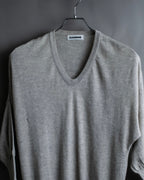"JIL SANDER" Solid texture V neck mixed knit