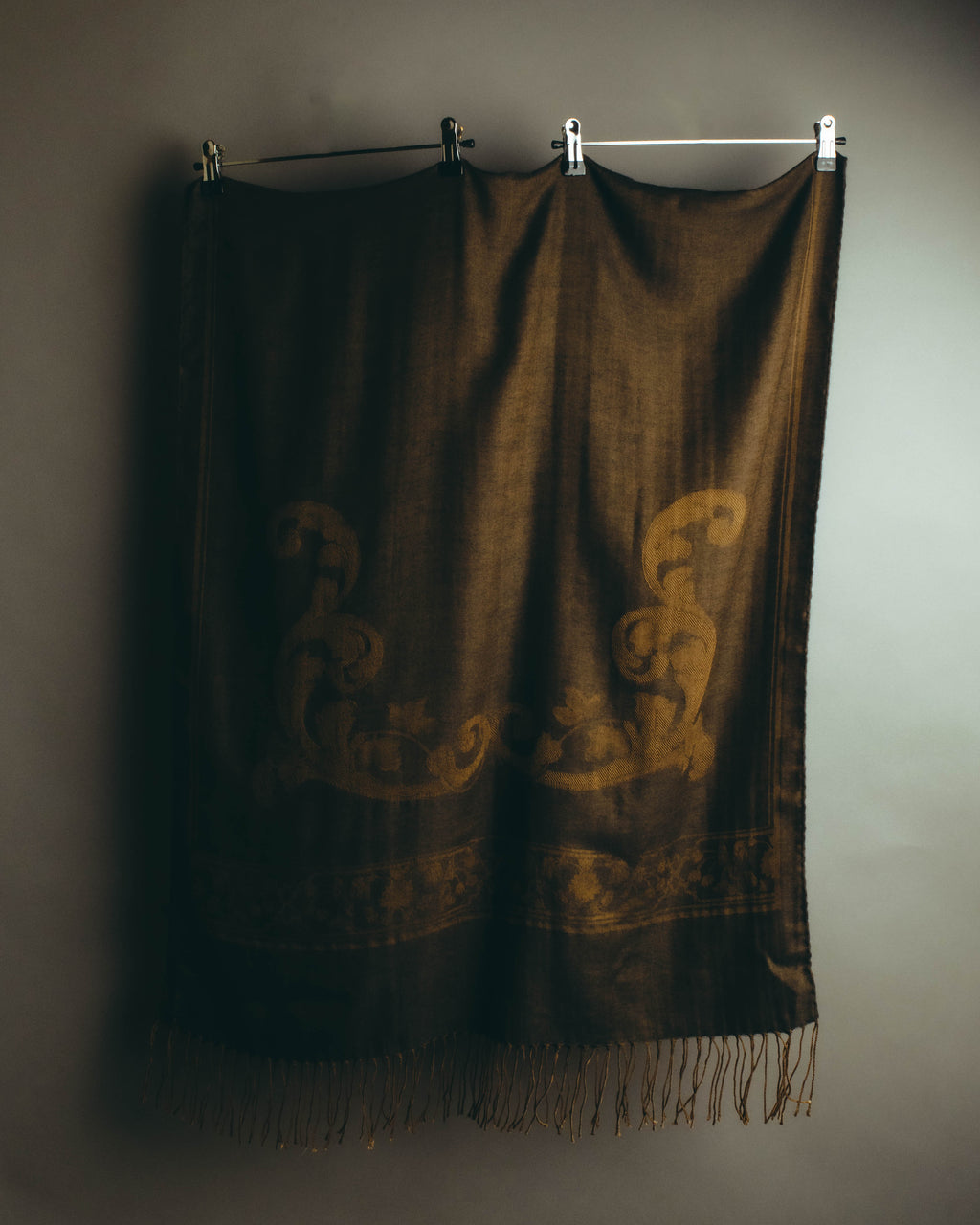 -SPECIAL- “LOEWE” 90’s-00’s Botanical anagram jacquard fringe stole