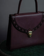 "YVES SAINT LAURENT" Diamond trim design 2way leather handle bag