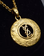 "YVES SAINT LAURENT" Embossed medallion YSL charm necklace