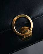 –SPECIAL– "HERMES" 90’s Box calf ring-lock accordion shoulder bag