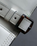 "YVES SAINT LAURENT" Large tab detail white leather shoulder bag