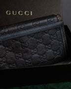 "GUCCI" GG mark embossed leather horsebit long wallet