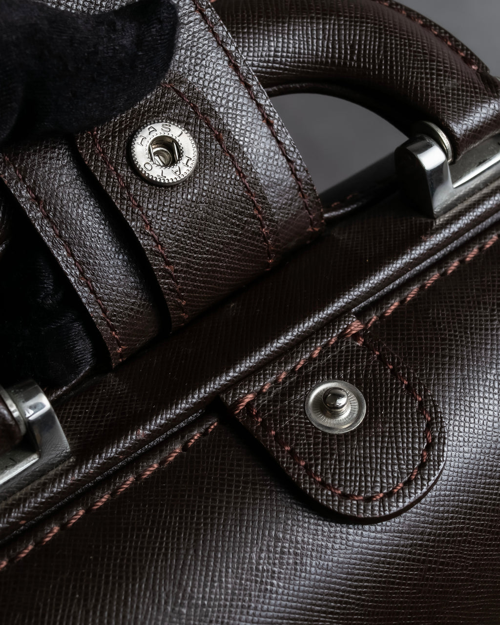 "BURBERRY" Metal belt design embossed PVC briefcase