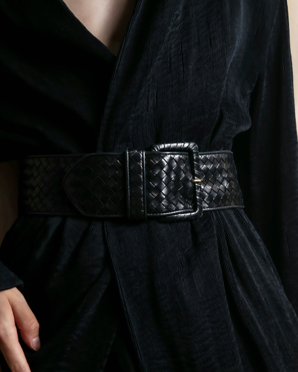 "BOTTEGA VENETA" Intrecciato style wide leather belt