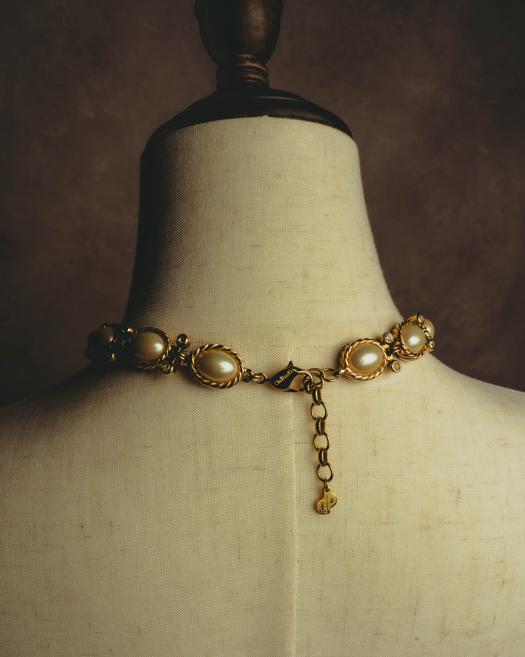 -SPECIAL- “Christian Dior” 70’s-80’s Faux pearl crystal statement necklace