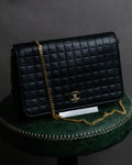 "CELINE" Triomphe logo quilted leather shoulder bag