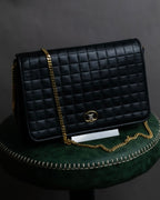 "CELINE" Triomphe logo quilted leather shoulder bag