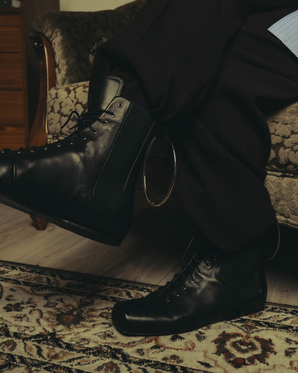 -SPECIAL- "JIL SANDER" 10's Sculptural gathered toe leather ankle boots