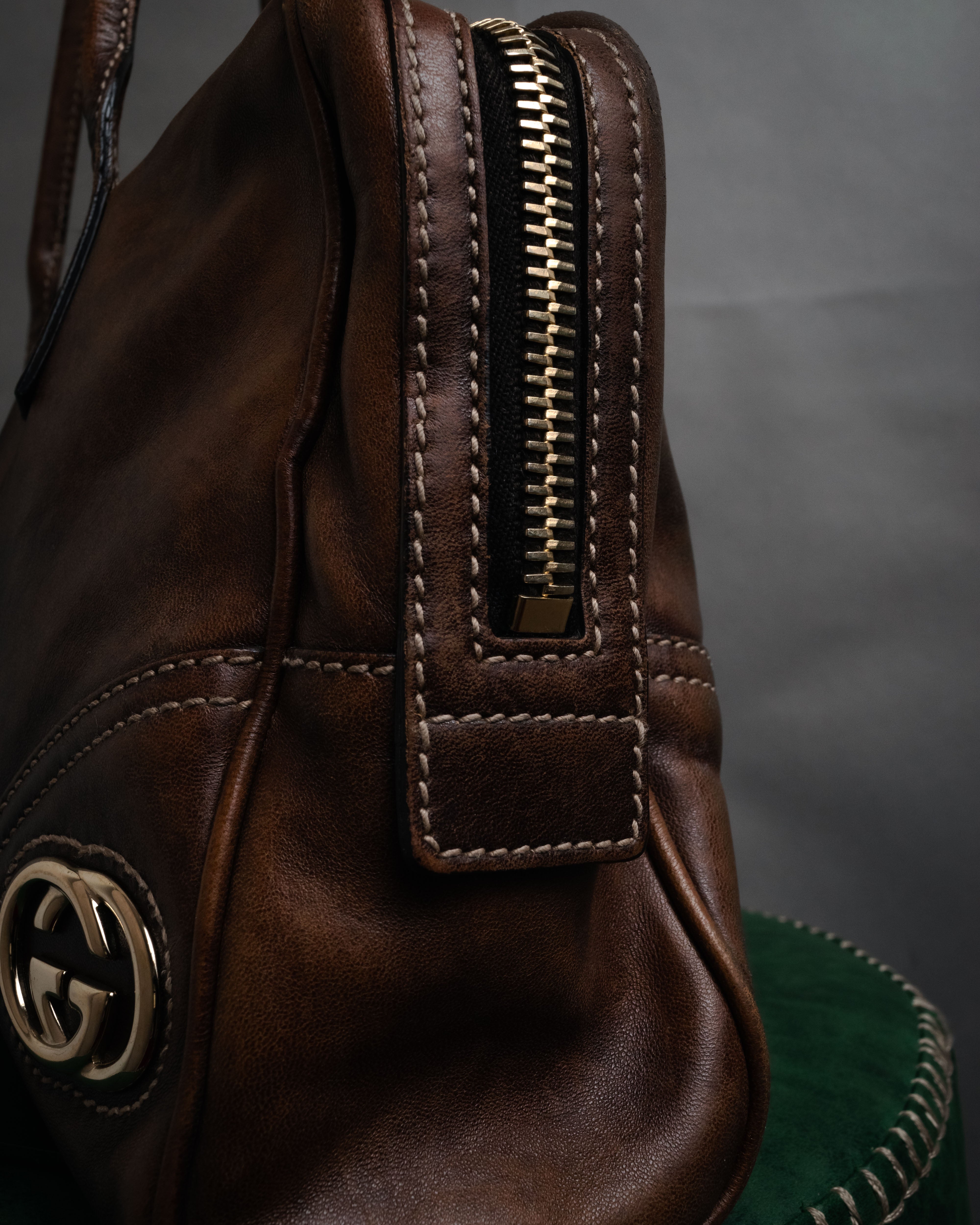 GUCCI (Gucci) - Leather Boston Bag - Dark Brown - 00s Archive
