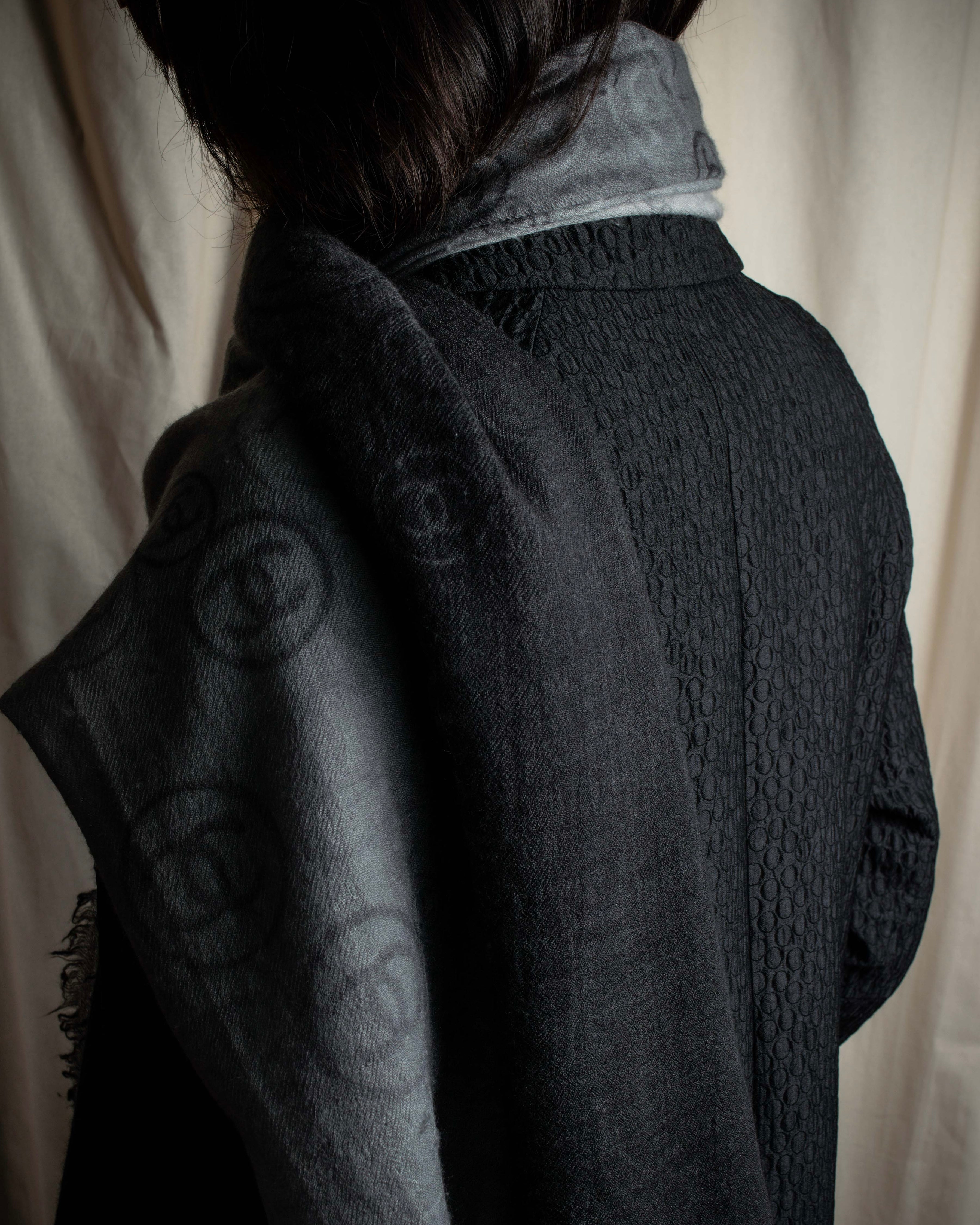 "CHANEL" Logo engraved design cashmere super large stole