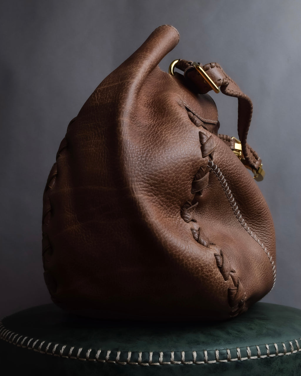 "GUCCI" Charlotte whipstitch hobo leather shoulder Bag