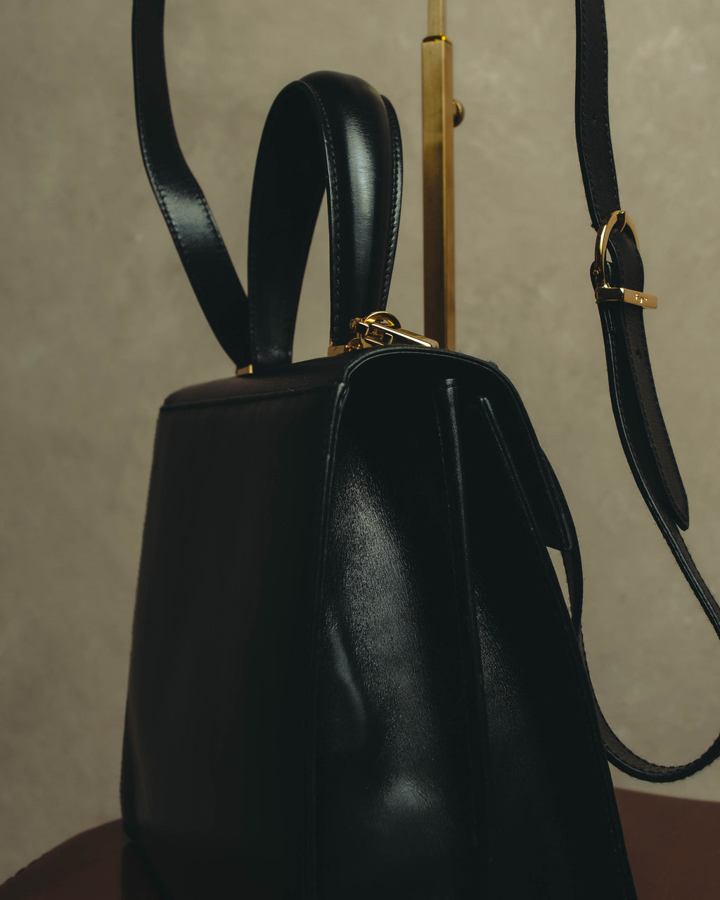 "Salvatore Ferragamo" 80's-90's Structured leather top handle bag