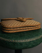 "GUCCI" 70's-80's Micro GG monogram canvas shoulder bag with stirrup hardware