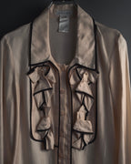 "CELINE" 00’s Piped ruffle silk blouse