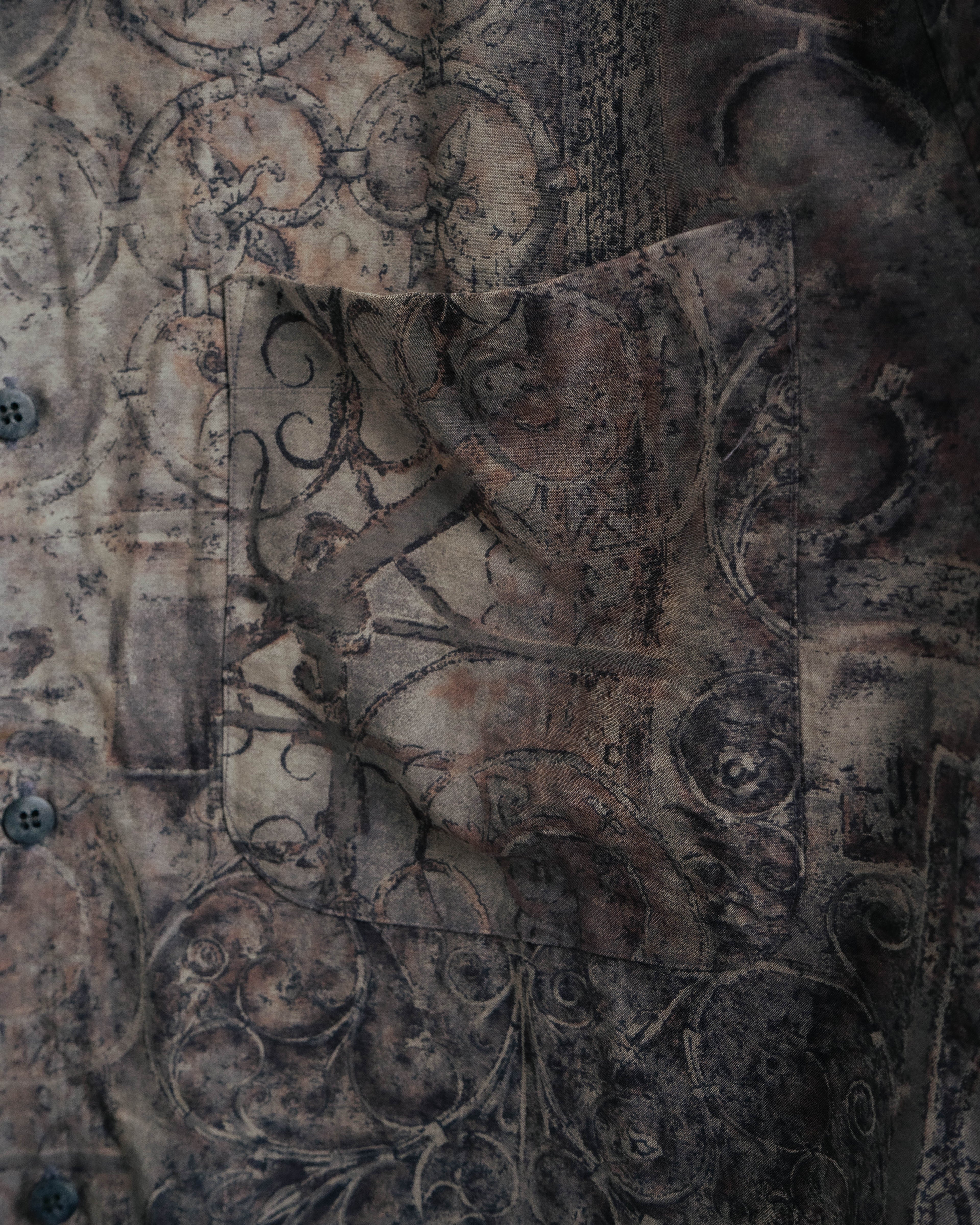 "Christian Dior" 80's-90's Draped rayon patterned shirt