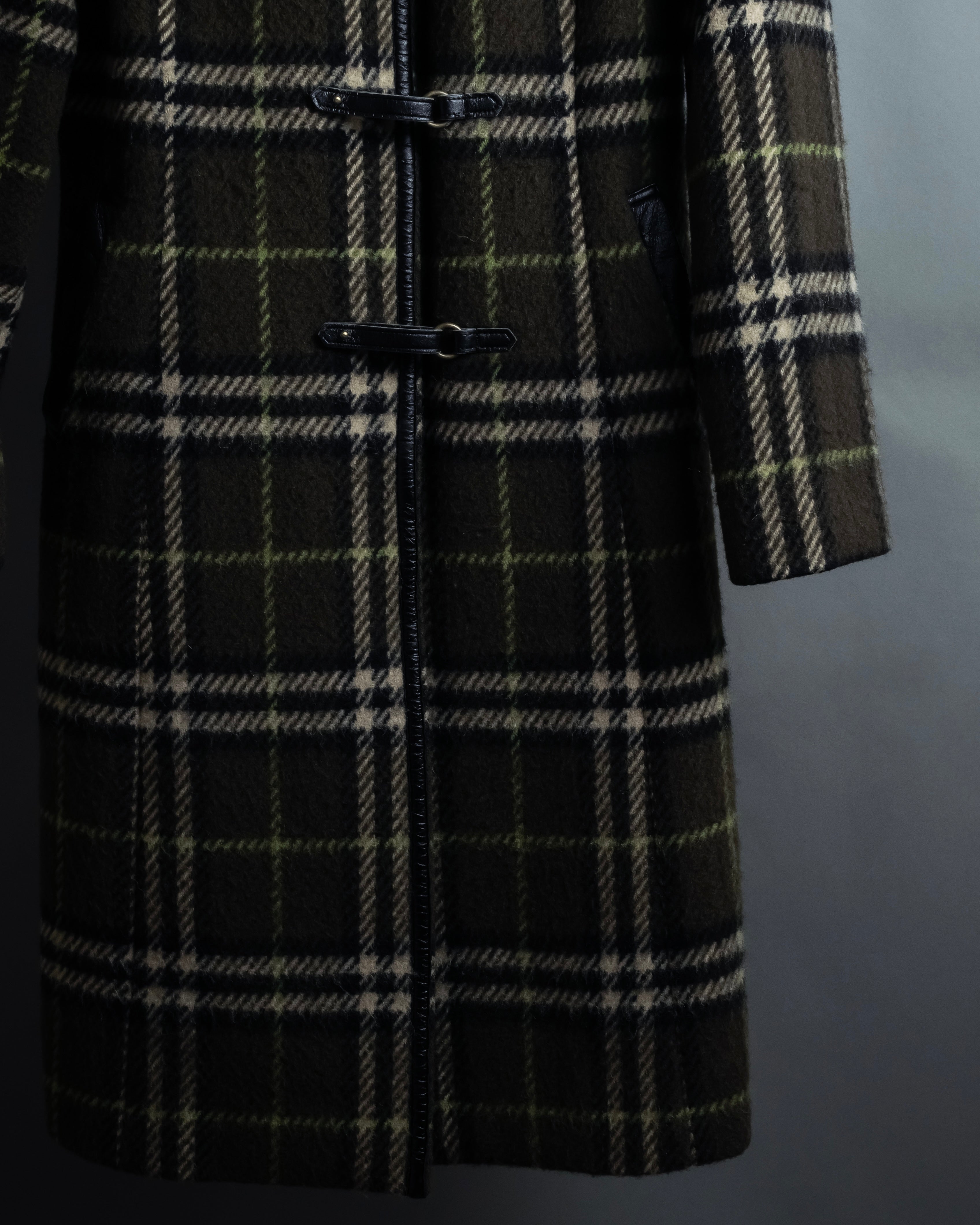 "BURBERRY" Leather switching design check tweed coat