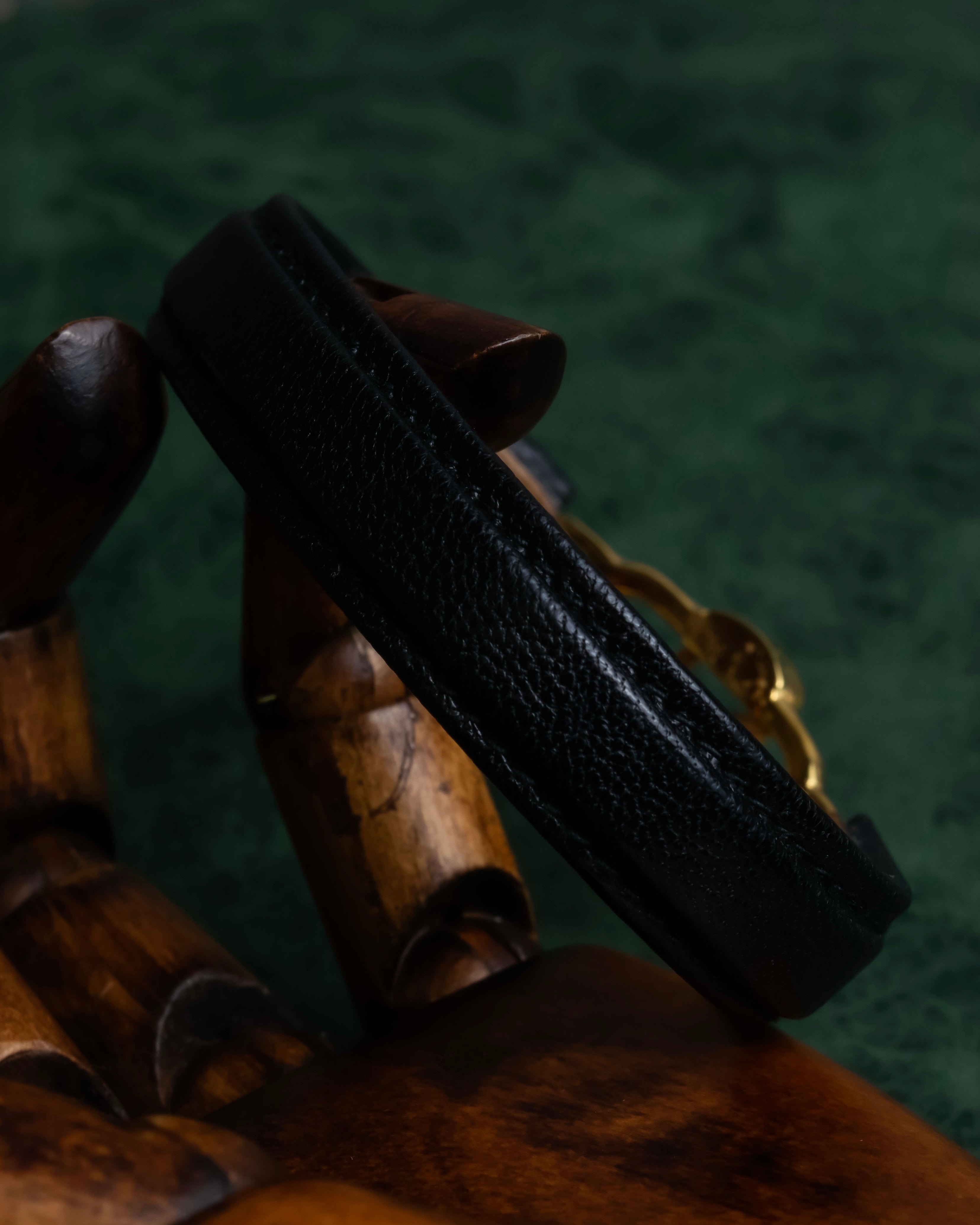 "CELINE" Horse-drawn carriage motif buckle leather bracelet