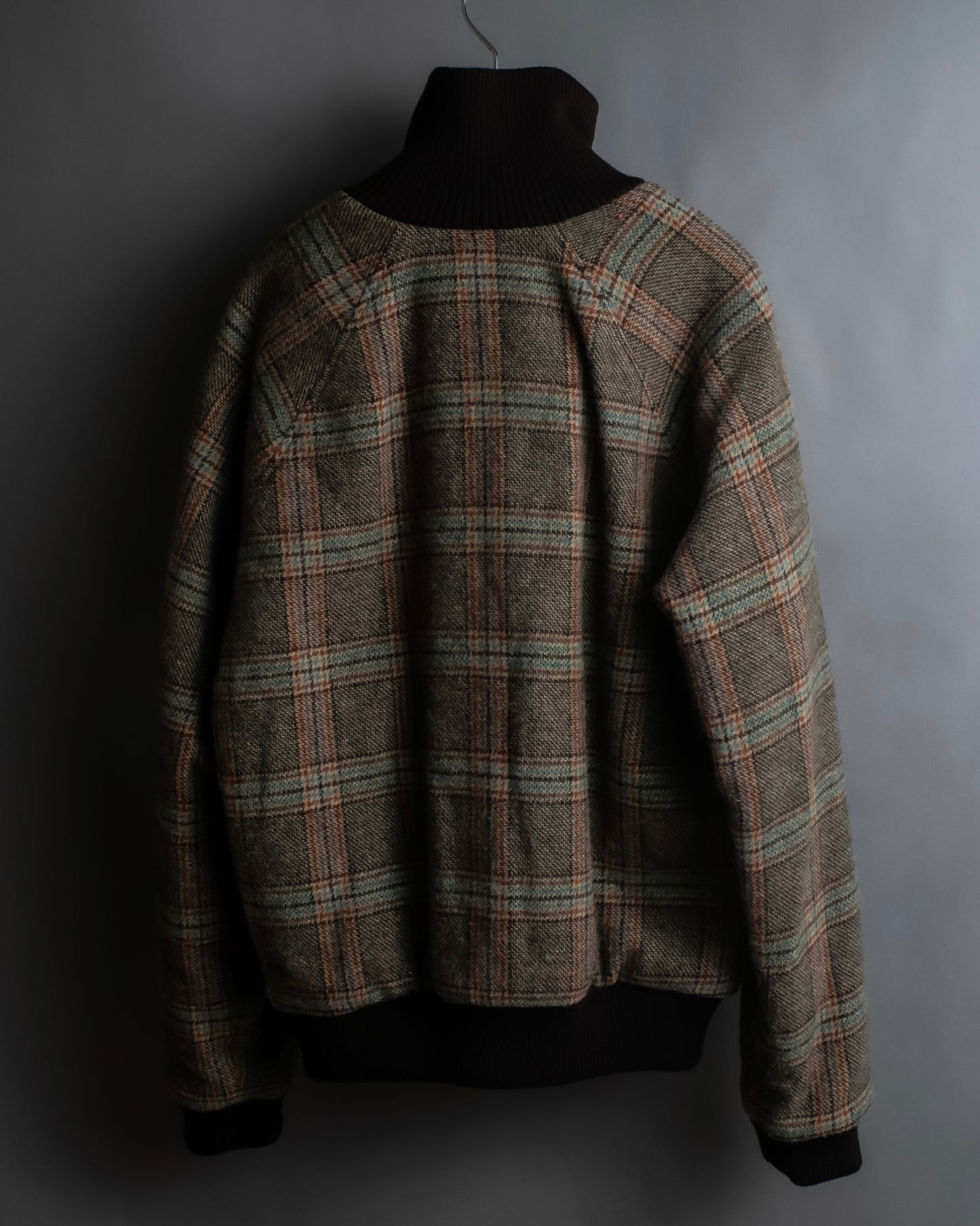 "ETRO" Multi-check pattern high neck ribbed knit blouson