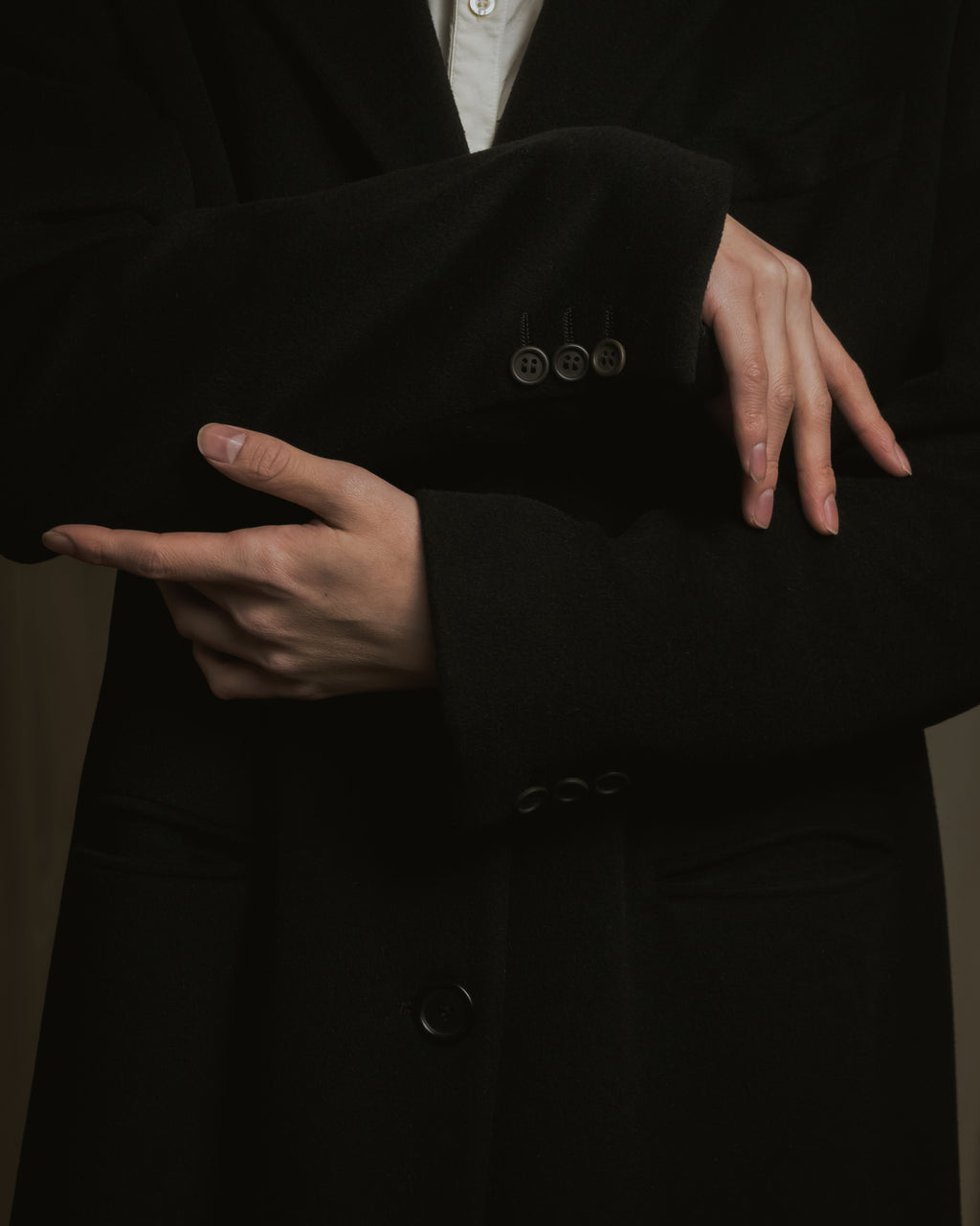 "GIORGIO ARMANI" 90’s Minimalist draped maxi long coat