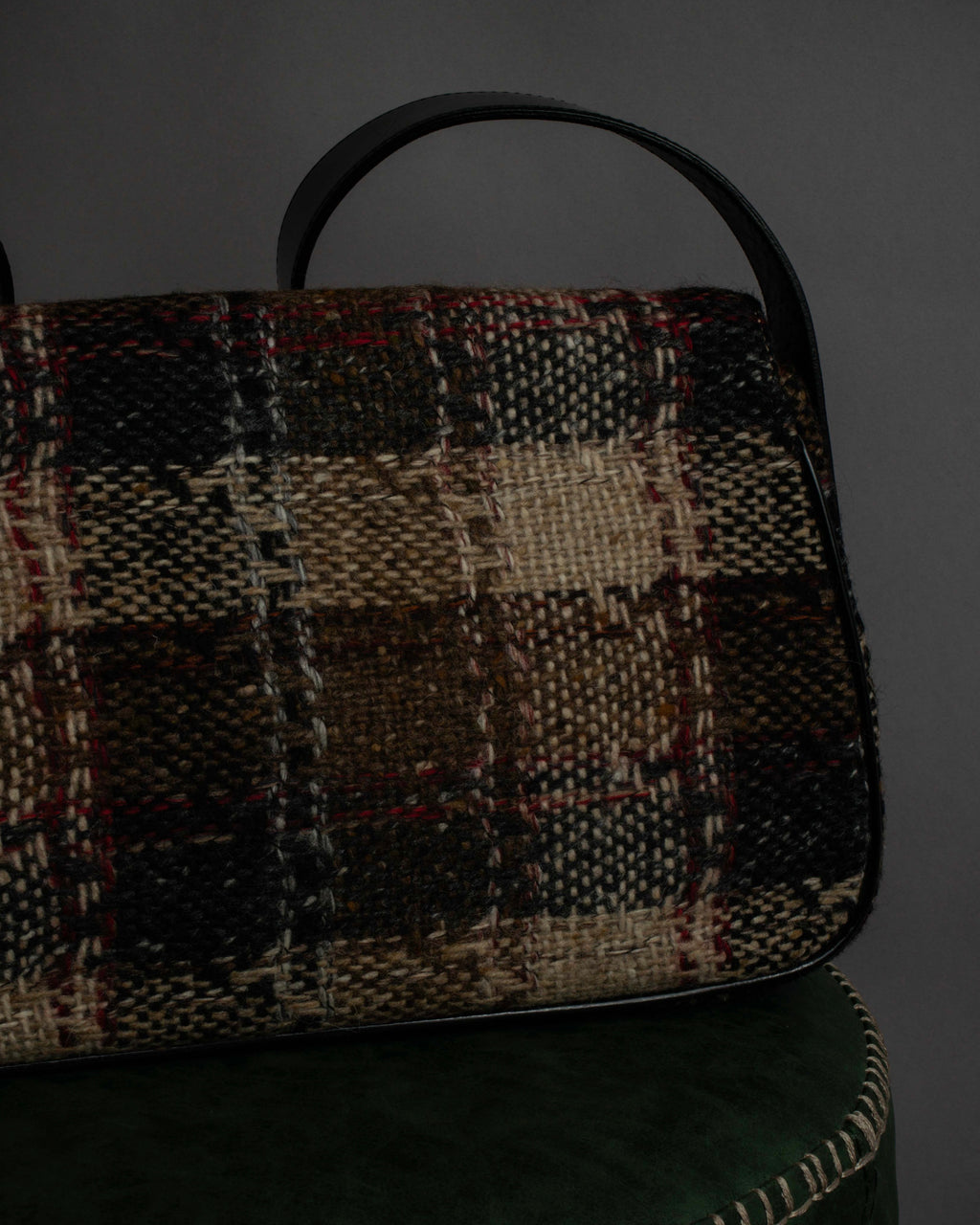 "BURBERRY" Combination leather design check pattern one-shoulder bag