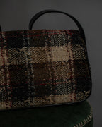 "BURBERRY" Combination leather design check pattern one-shoulder bag
