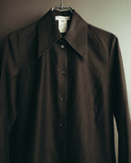 "CELINE" 90's-00's Sharp collared cotton button-up shirt