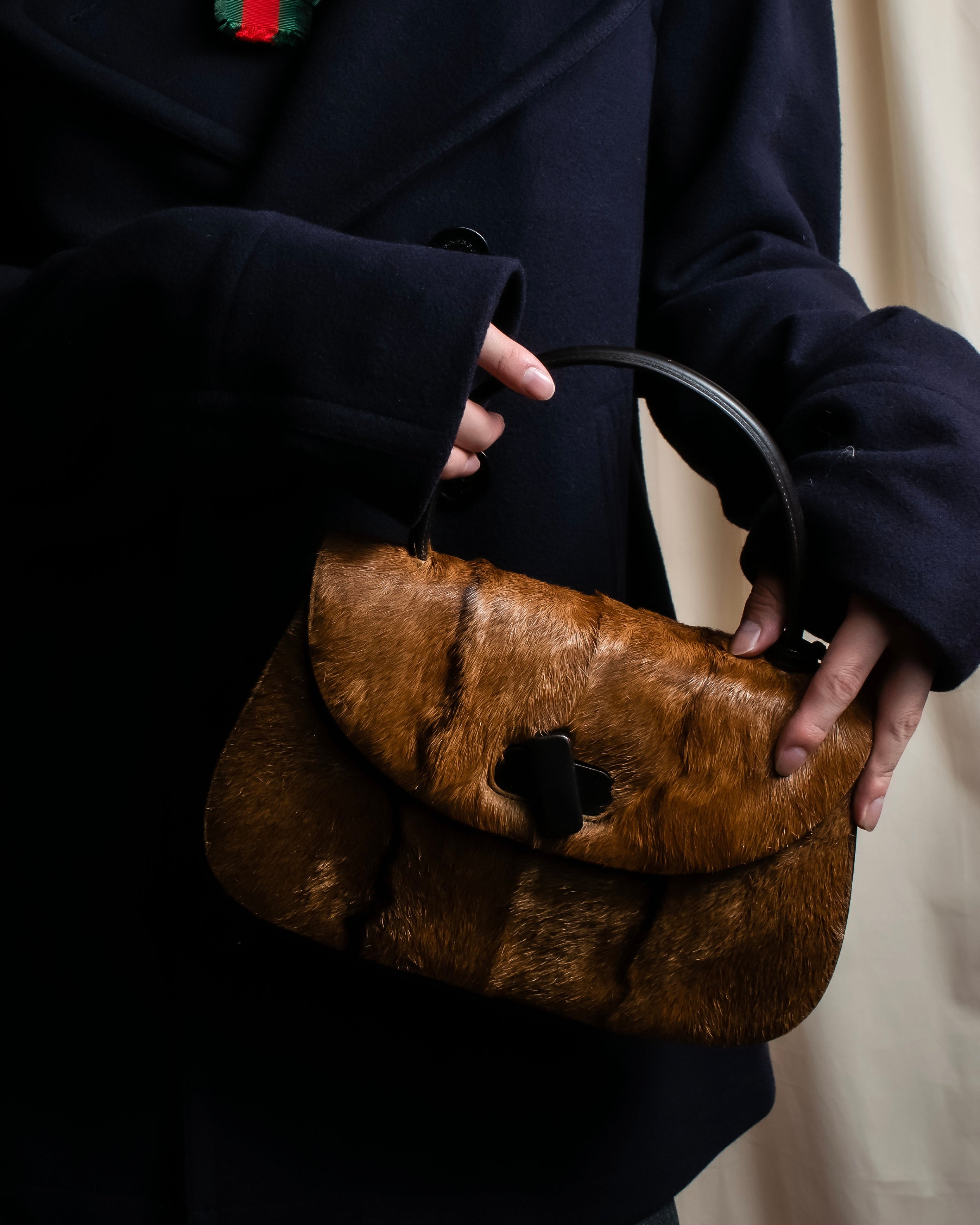 "GUCCI"「1947」 pony leather combination bamboo hand bag