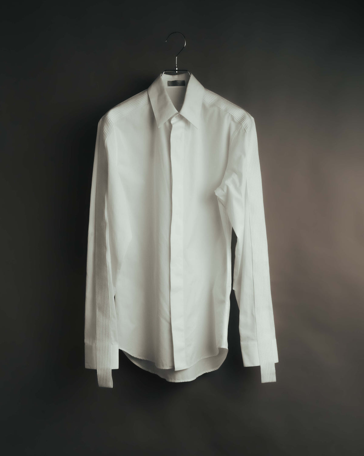 -SPECIAL- "Dior" 10's-20's Sculptural cord embellished concealed placket long sleeve dress shirt